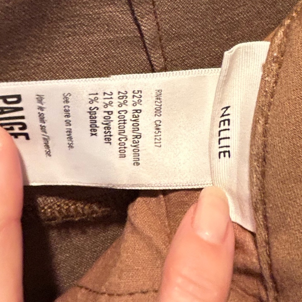 Paige Nellie High Rise Cropped Trouser Jeans in Coated Brown Size 28 - Picture 6 of 6